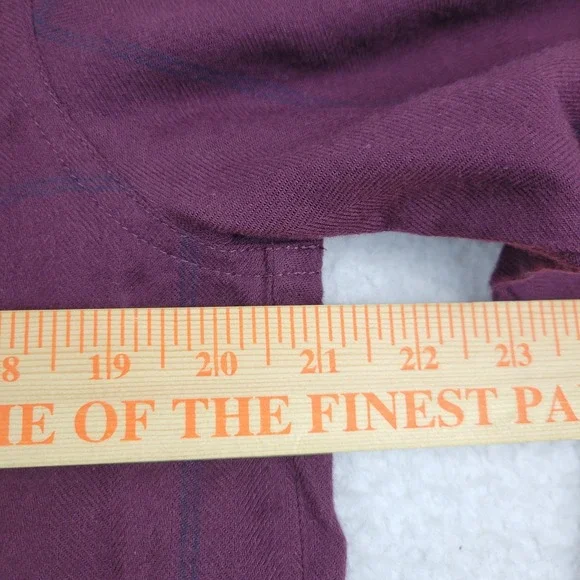 Athleta Shirt Womens Small Purple Cassis Heat-Tech Flannel Long Sleeve Plaid Top - Picture 4 of 9